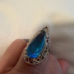 Elegant Blue Teardrop Ring